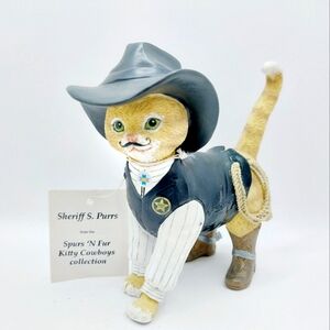 Hamilton Collection "Spurs N Fur" Cowboy Sheriff S. Purrs Cat Sheriff Figurine‎